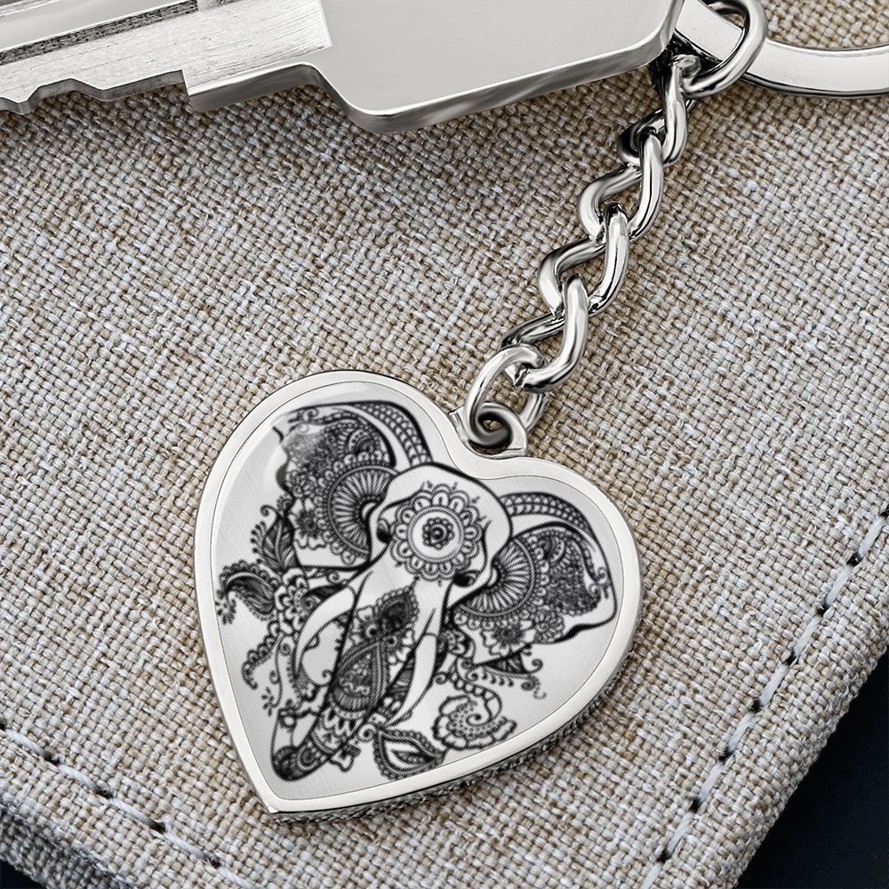 Elephant Graphic Heart Keychain - Gift For Daughter