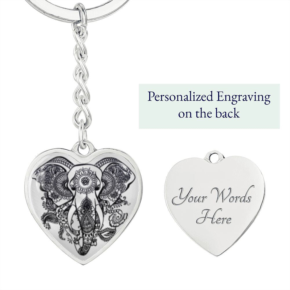 Elephant Graphic Heart Keychain - Gift For Daughter