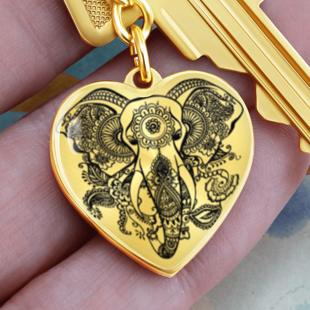 Elephant Graphic Heart Keychain - Gift For Daughter