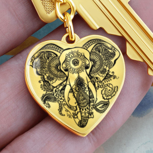 Elephant Graphic Heart Keychain - Gift For Daughter