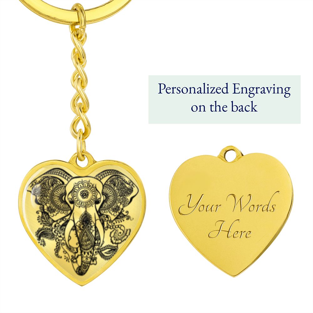 Elephant Graphic Heart Keychain - Gift For Daughter
